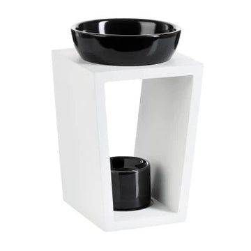 Luxury Wooden Oil Burner Gloss Black Ceramic - YJCO FRAGRANCE