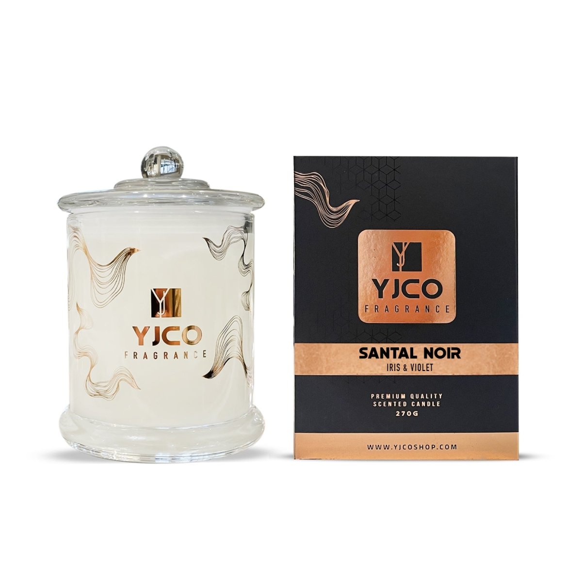 Santal Noir Premium Scented 2 wick Candle 270G - YJCO FRAGRANCE